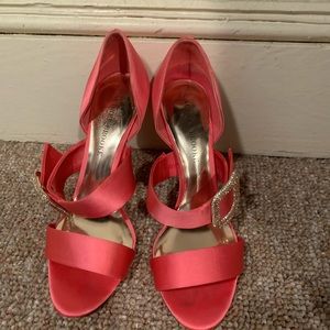 Satin jewel dressy PINK heels